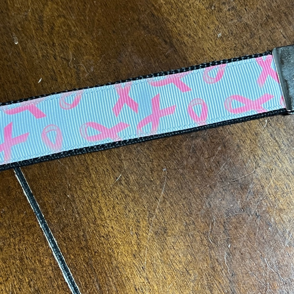 Handcrafted keychain, new without tags, breast cancer awareness.